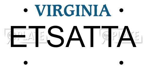 ETSATTA Virginia License Plate