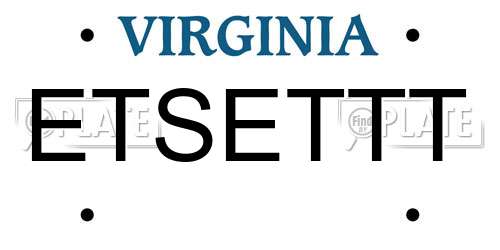 ETSETTT Virginia License Plate