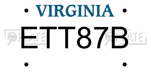 ETT87B Virginia License Plate