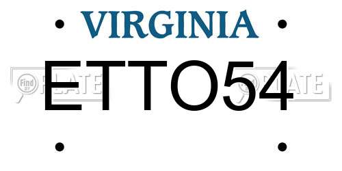 ETTO54 Virginia License Plate