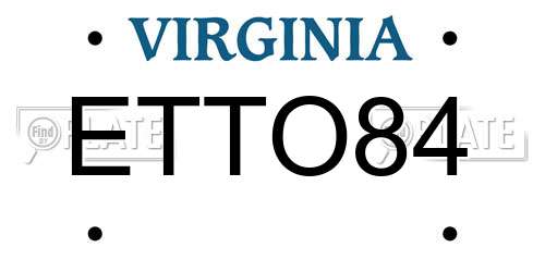ETTO84 Virginia License Plate