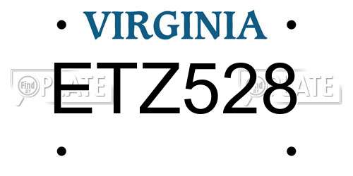ETZ528 Virginia License Plate