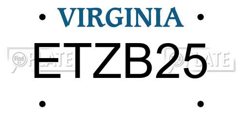 ETZB25 Virginia License Plate
