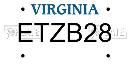 ETZB28 Virginia License Plate