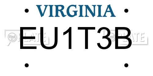 EU1T3B Virginia License Plate