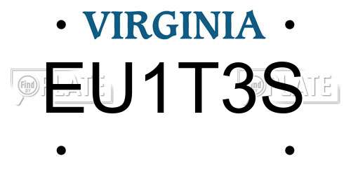 EU1T3S Virginia License Plate