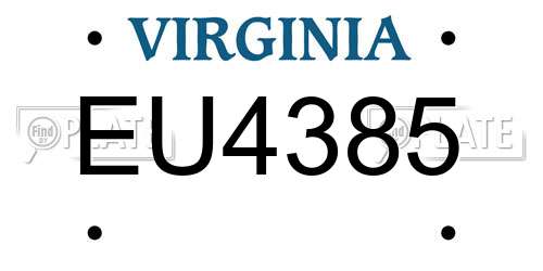 EU4385 Virginia License Plate