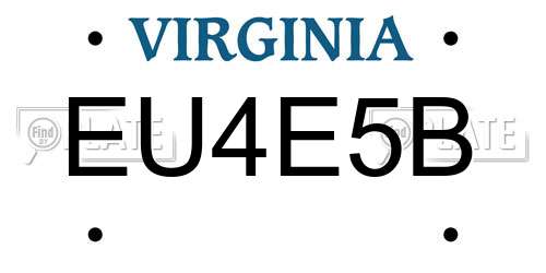 EU4E5B Virginia License Plate