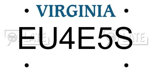 EU4E5S Virginia License Plate