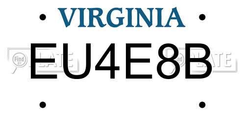 EU4E8B Virginia License Plate