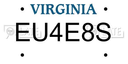 EU4E8S Virginia License Plate