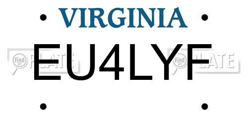 EU4LYF Virginia License Plate