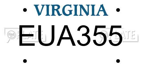 EUA355 Virginia License Plate