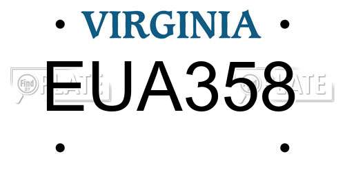 EUA358 Virginia License Plate
