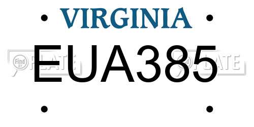 EUA385 Virginia License Plate