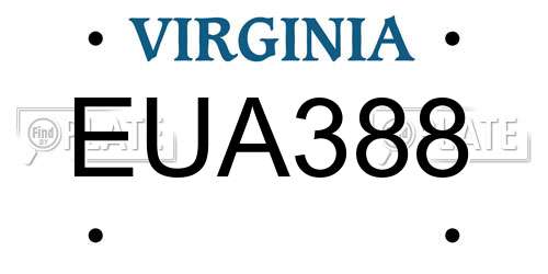 EUA388 Virginia License Plate