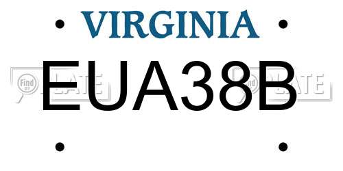 EUA38B Virginia License Plate