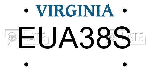 EUA38S Virginia License Plate