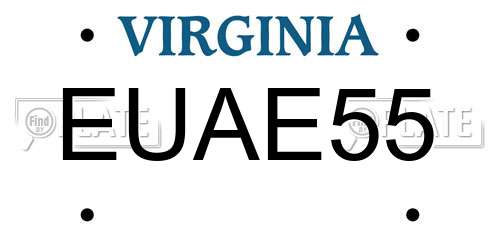 EUAE55 Virginia License Plate