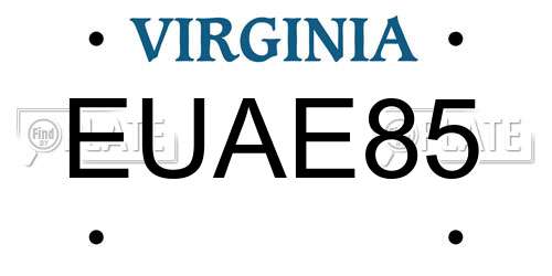 EUAE85 Virginia License Plate