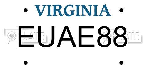 EUAE88 Virginia License Plate