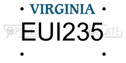 EUI235 Virginia License Plate