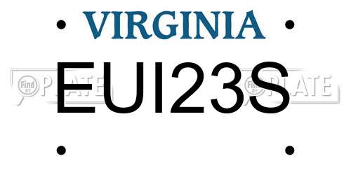 EUI23S Virginia License Plate