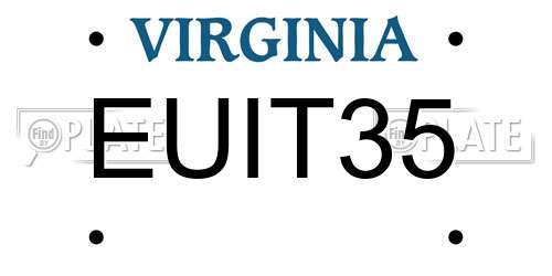 EUIT35 Virginia License Plate