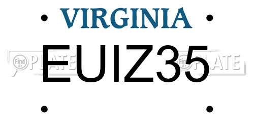 EUIZ35 Virginia License Plate