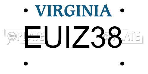 EUIZ38 Virginia License Plate