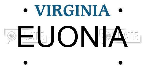 EUONIA Virginia License Plate