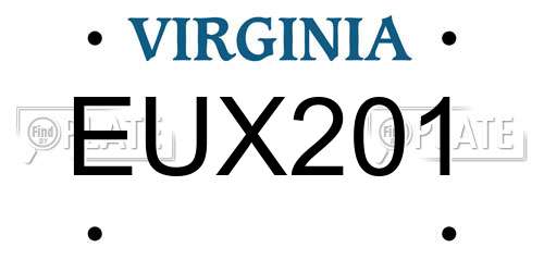 EUX201 Virginia License Plate