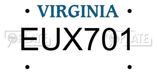 EUX701 Virginia License Plate