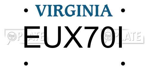 EUX70I Virginia License Plate