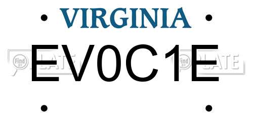 EV0C1E Virginia License Plate