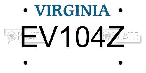 EV104Z Virginia License Plate