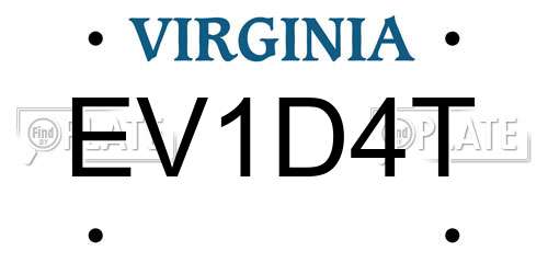 EV1D4T Virginia License Plate