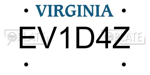 EV1D4Z Virginia License Plate