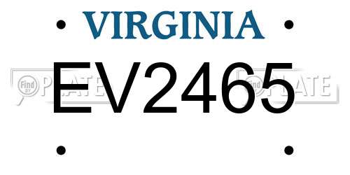 EV2465 Virginia License Plate