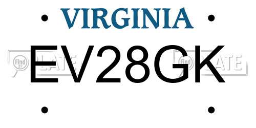 EV28GK Virginia License Plate