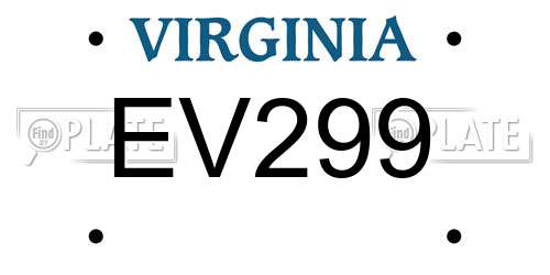 EV299 Virginia License Plate