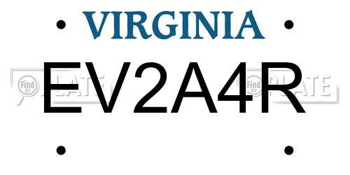 EV2A4R Virginia License Plate