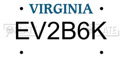 EV2B6K Virginia License Plate