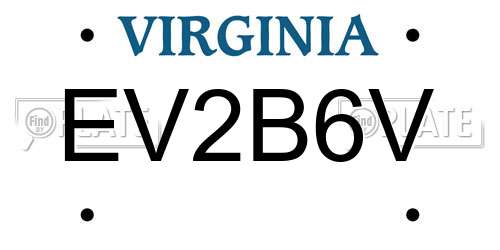 EV2B6V Virginia License Plate