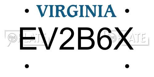 EV2B6X Virginia License Plate