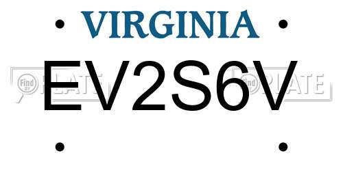 EV2S6V Virginia License Plate