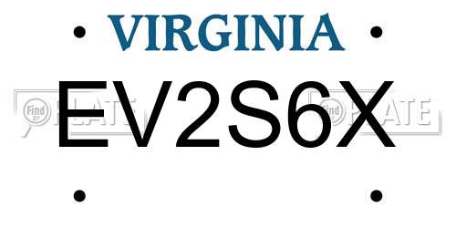 EV2S6X Virginia License Plate