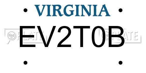 EV2T0B Virginia License Plate