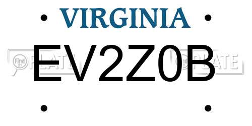 EV2Z0B Virginia License Plate