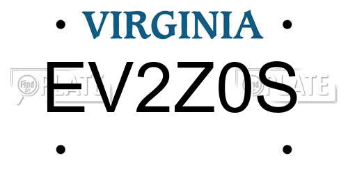 EV2Z0S Virginia License Plate